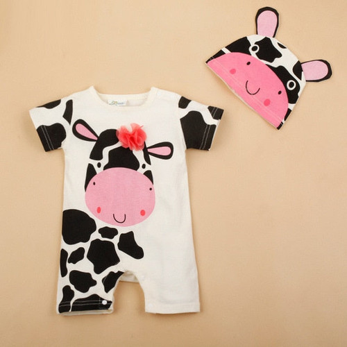 Newborn baby cotton rompers lovely Rabbit ears baby boy girls short sleeve baby costume  Jumpsuits Roupas Bebes Infant Clothes