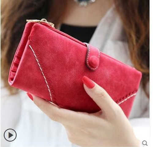 Nubuck Leather Women Wallets Female Fashion Zipper Small Wallet Women Short Coin Purse Holders Retro