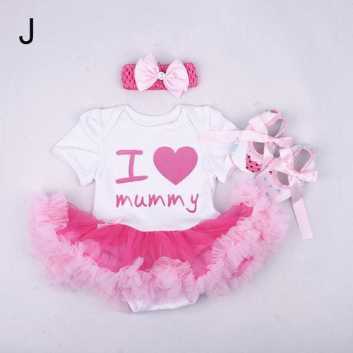 Christmas Baby Girl Infant 3pcs Clothing Sets Suit Princess Tutu Romper Dress/Jumpsuit Xmas Bebe