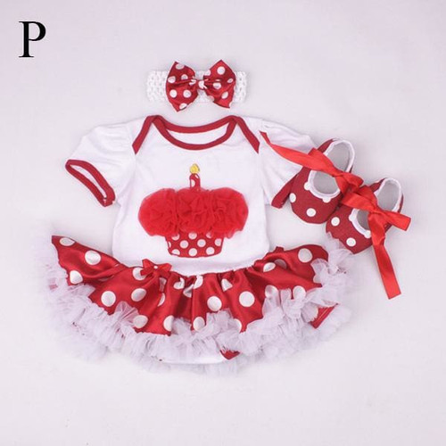 Christmas Baby Girl Infant 3pcs Clothing Sets Suit Princess Tutu Romper Dress/Jumpsuit Xmas Bebe