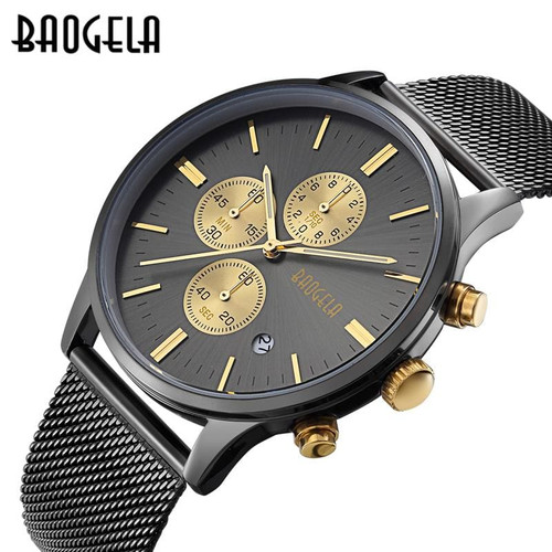 Men's Watches BAOGELA Fashion Sports quartz-watch stainless steel mesh Brand men watches