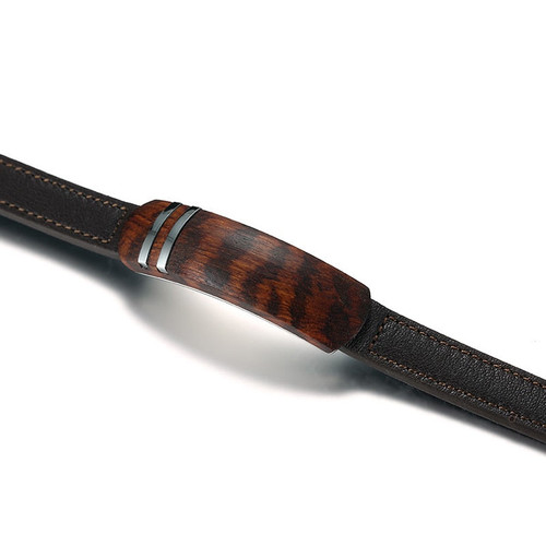 Men's Leather Bracelet with Rosewood Charm
