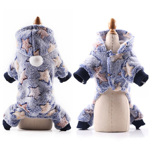 Dog Clothes Pajamas Fleece Jumpsuit Winter Dog Clothing Four Legs Warm Pet Clothing Outfit Small Dog Star Costume Apparel 30