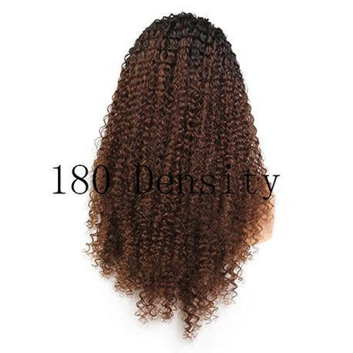 Lady B (Brazilian Curly Ombre Roots 100% Remy Human Hair LF Wig 3" Parting, 10"-24" Choose Density)