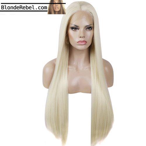 Godiva (20"-28" Straight Rooted Light Blonde Synthetic Heat Safe Lace Front Wig)