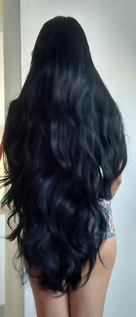 Inches (36" Straight Body Natural Black Synthetic Heat Safe Lace Front Wig)