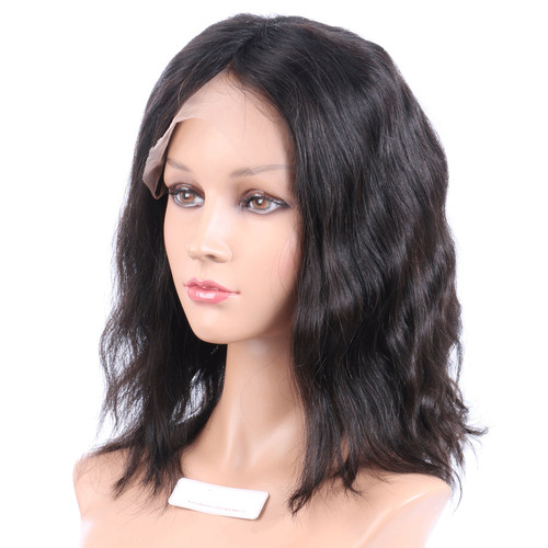 Missy (Wavy Natural Black 100% Human Hair Lace Front Wig w/ 6" Parting, 10-18 Inches available)