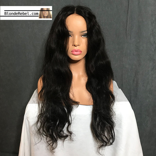 Callie (Wavy Natural Black 100% Remy Human Hair 13x6 Lace Front Wig, 12-26 Inches available)