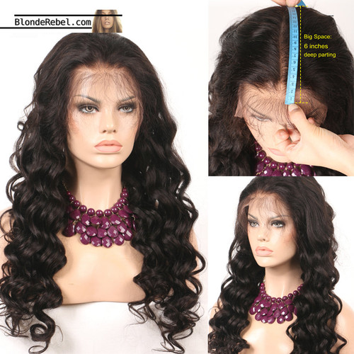 Amour (Loose Wave Natural Black 100% Remy Human Hair 13x6 LF Wig, 12"-26" avail.)