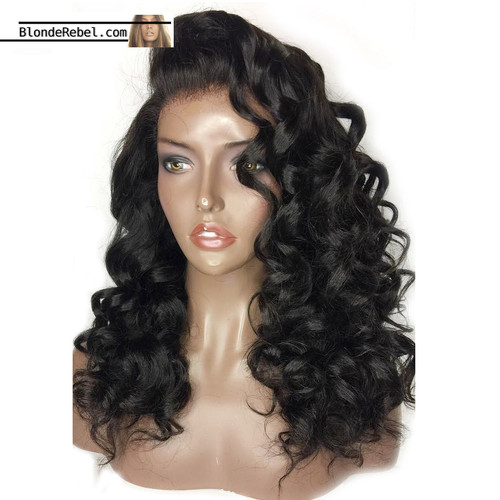 Amour (Loose Wave Natural Black 100% Remy Human Hair 13x6 LF Wig, 12"-26" avail.)