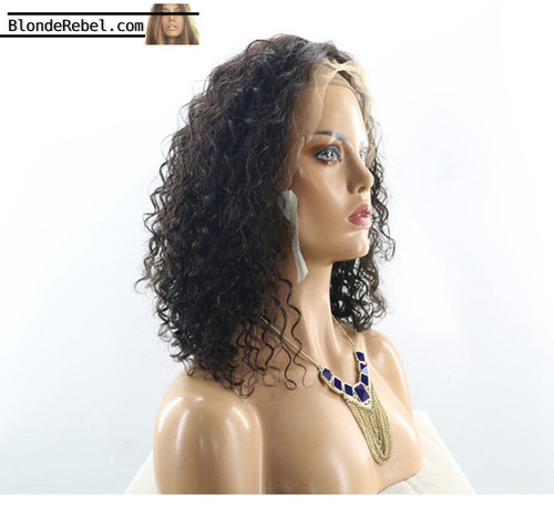 Nathalie (Water Wave Curly Natural Black 100% Remy Human Hair 13x6 LF Wig 10"-24" avail.)