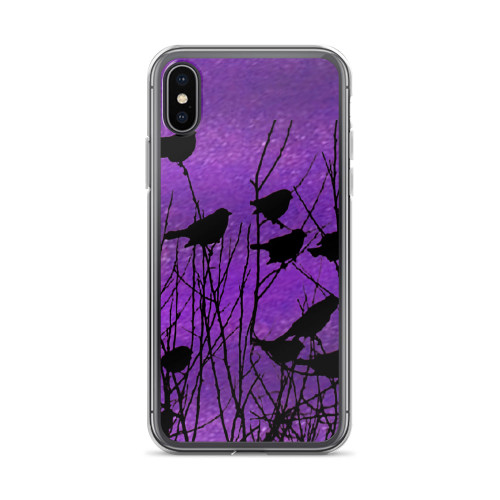 Shadow Birds on Purple-Cell Phone Case - Fits iPhone X and Other Sizes 5-X