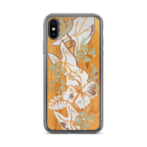 Surfboard Hawaiian Print Retro - Balsa Cell Phone Case - Fits iPhone X and Other Sizes 5-X