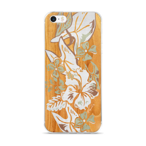 Surfboard Hawaiian Print Retro - Balsa Cell Phone Case - Fits iPhone X and Other Sizes 5-X