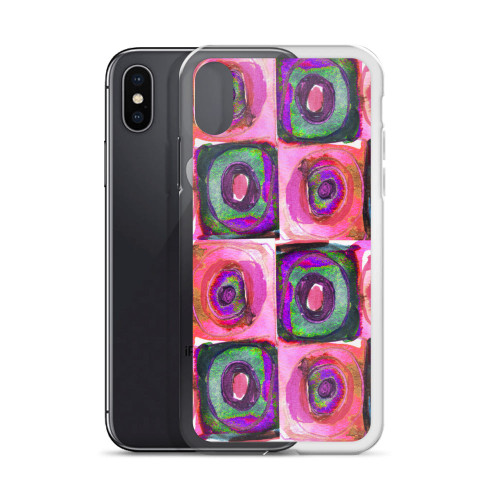 Big Circle in a Square - Pink Cell Phone Case - Fits iPhone X