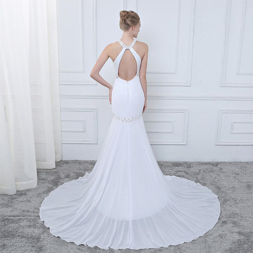 White Chiffon Mermaid Summer Wedding Dresses