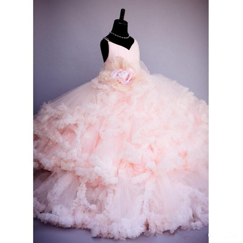 Pink Flower Pageant Dresses For Wedding Kids Ball Gowns