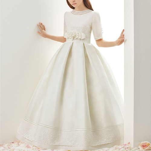 Flower Girl's Dresses for Wedding Lace Ruffle Jewel Neck