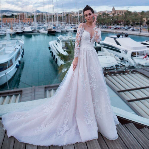 Long Sleeve Sexy Backless Lace Wedding Dresses