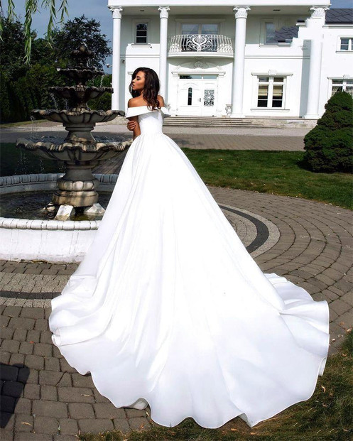 Simple Satin Wedding Dress Boho Style