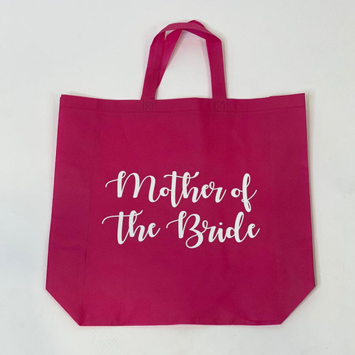 Sample Sale - Hot Pink Tote Bags, "Mother of the Bride", in White Glitter Size: L