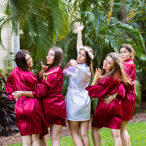 SET OF 5 ROBES BRIDESMAID SATIN ROBES