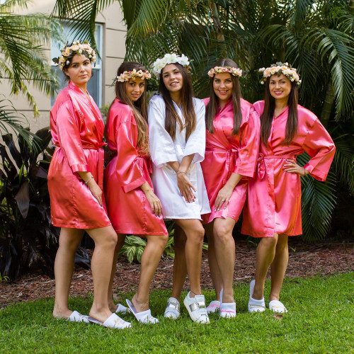 Satin Personalized monogrammed Bride and Bridesmaid robes satin