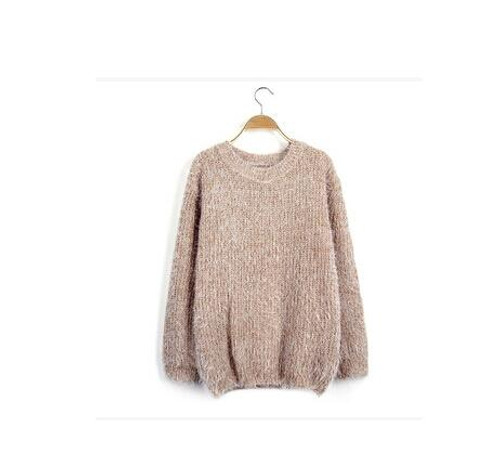 Mohair Pullove Autumn Winter O Neck Sweater