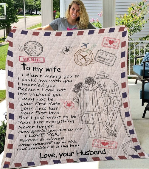 From Husband To Wife Air Mail Letter Meaningful Quote Valentine Gift Quilt