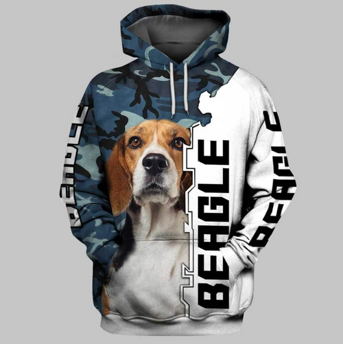 Beagle Dog Camo 3D Hoodie For Men & Women