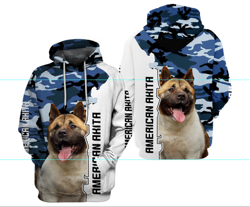 American Akita Dog Camo 3D Hoodie For Men & Women