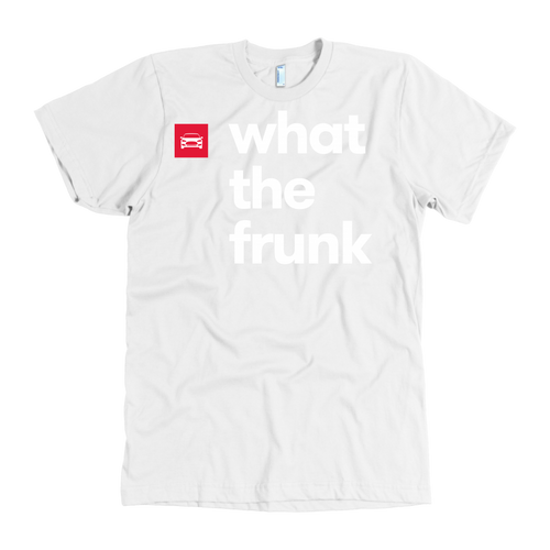 American Apparel T-shirt - what the frunk (Shop at Teslament - High-quality products for Tesla owners and fans)