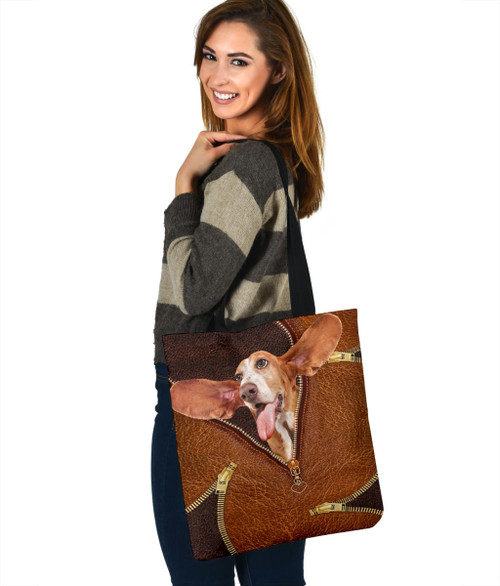 Love Basset Hound Dog 3D Printed Leather Fake Tote Bag