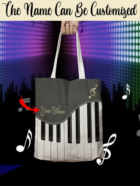 Personalized Customized Love Piano Leather Fake 3D Printed Tote Bag