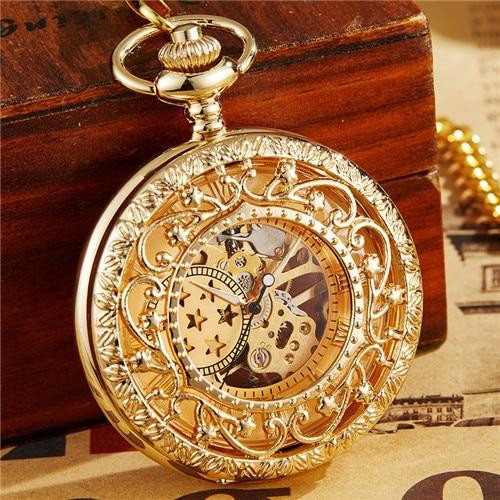 7 Stars Roman Numbers Baroque Style Vintage Pocket Watch