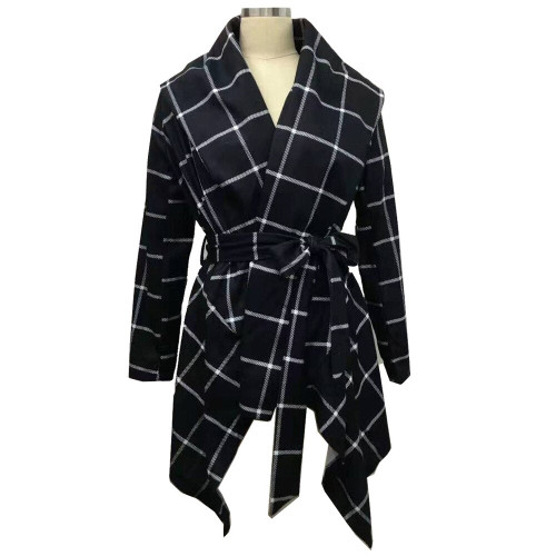 Women Lapel Lie Coat  Woolen Coat Autumn Winter Long Sleeve Pocket Jacket  Office Coats