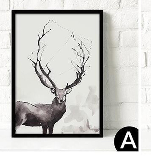 Nordic Decorative Painting Modern Minimalist Black white Trend Personality Fresh Deer Letter Geometry Leaves No Framed QY004