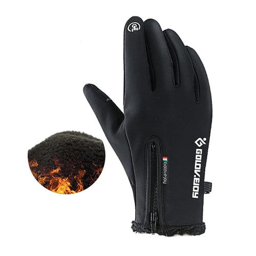 Winter Outdoor Sports Skiing Riding Waterproof Full Finger Touch Screen Zipper Fleece Warm Gloves