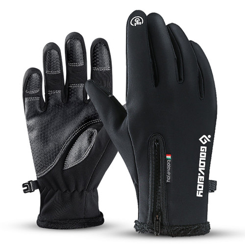 Winter Outdoor Sports Skiing Riding Waterproof Full Finger Touch Screen Zipper Fleece Warm Gloves