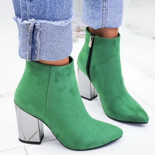Dropship 2020 High Heels Women Shoes Winter Autumn Women Boots Chain Shoes Casual Woman Pumps Warm Ankle Boots Mujer Zapatos