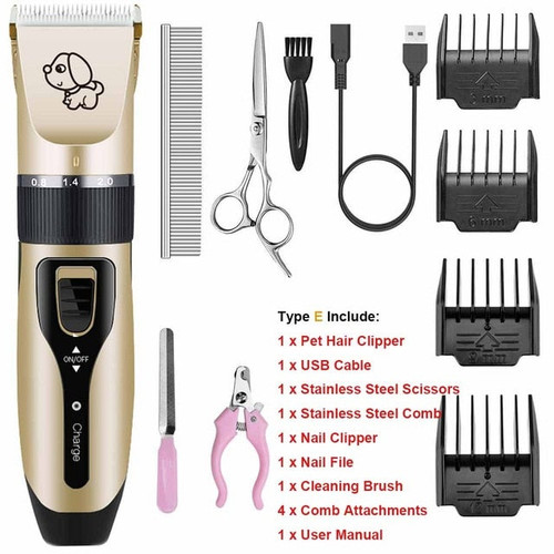 Rechargeable Low-Noise Hair Trimmer Grooming Kit for Pets