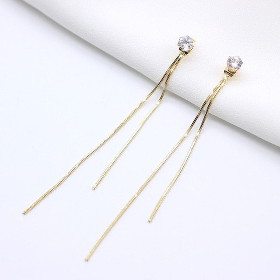 Vintage Gold Color Bar Long Thread Tassel Drop Earrings for Women Glossy Arc Geometric Korean Earring Fashion Jewelry 2020 New