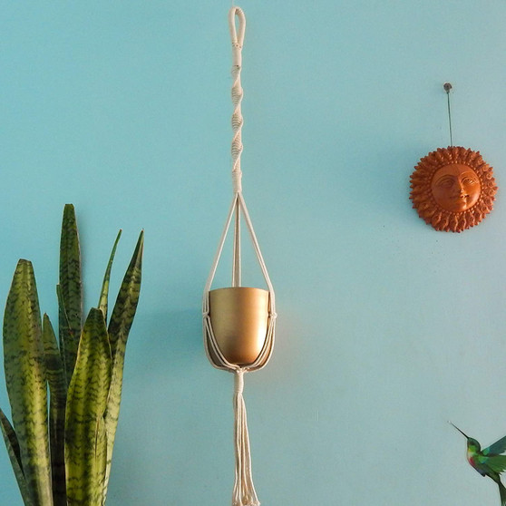 Macrame Cotton Plant Hanger | Rope Flower Pot Holder for Indoor Outdoor Balcony Garden | Home Décor, Decorative Interior Bohemian Basket Hanger