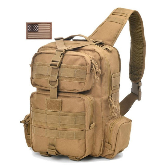 REEBOW TACTICAL Military Sling Pack  Molle Assault Range Shoulder Backpack Bag EDC Bag Day Pack with USA Tactical Flag
