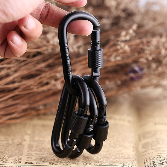10PCS EDC Outdoor Equipment Safety Hook Buckle With Lock Alloy Camping Gear Mosquetones Travel Kit Survival Tool Carabiner FW011
