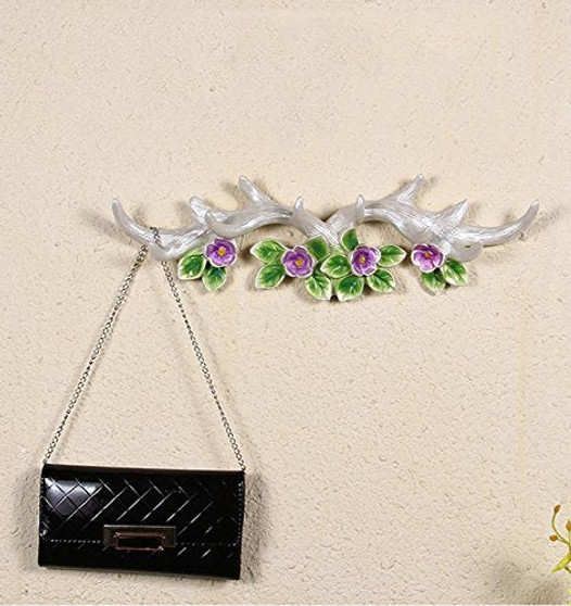 Vintage Cast Deer Antlers Wall Hooks ( 10 HOOKS) for Hanging Coat Hat Scarf Bag Key Clothes Bathroom Kitchen Towel Holder Christmas Reindeer Deer Hanger Rack Wall Decoration Wedding Gift (White)