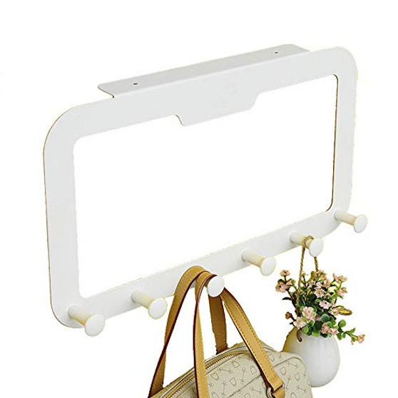 Esdella Coat Hanger Rack Over The Door, Heavy Duty Coat Hooks Door Mounted Organizer Rack for Coat Towel Bag, White