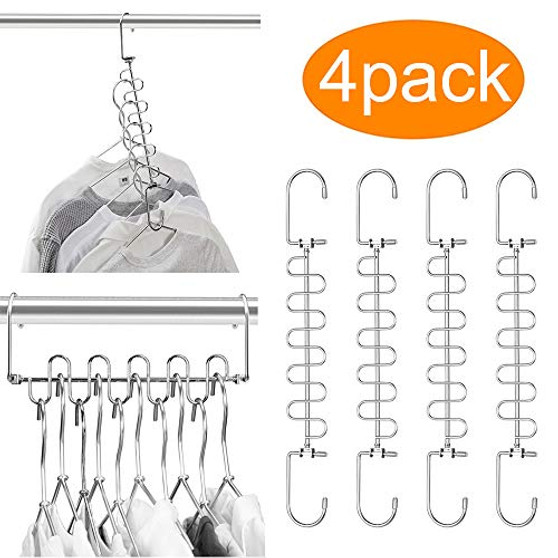 MeetU Magic Cloth Hanger Space Saving Hangers Metal Closet Organizer for Closet Wardrobe Closet Organization Closet System (Pack of 4)