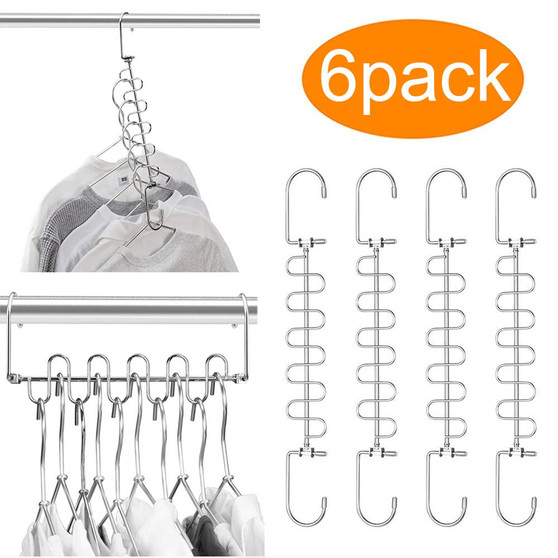 MeetU Closet Organizer 9.5 Inch Cloth Hanger Magic Space Saving Hangers for Closet Wardrobe Closet Organization Closet System (Pack of 6)