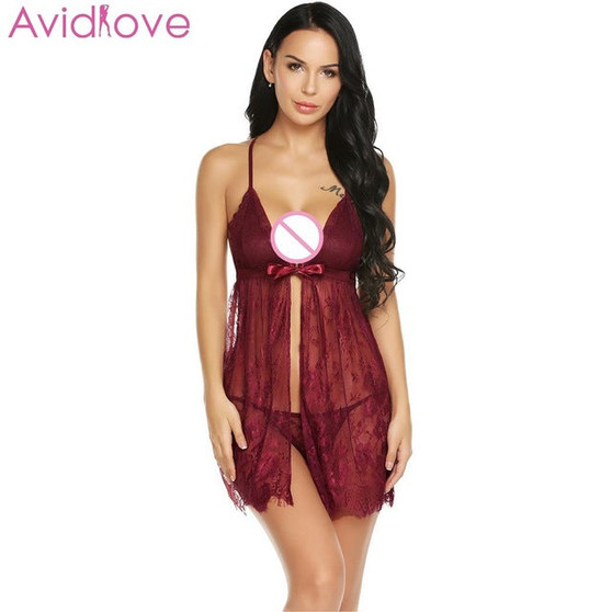 Avidlove Women Sexy Lace Lingerie Floral Nightdress